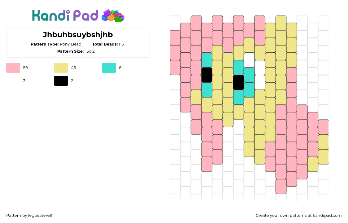 Jhbuhbsuybshjhb - Pony Bead Pattern by legoeater69 on Kandi Pad - fluttershy,mlp,my little pony,character,tv show,cartoon,pink,yellow