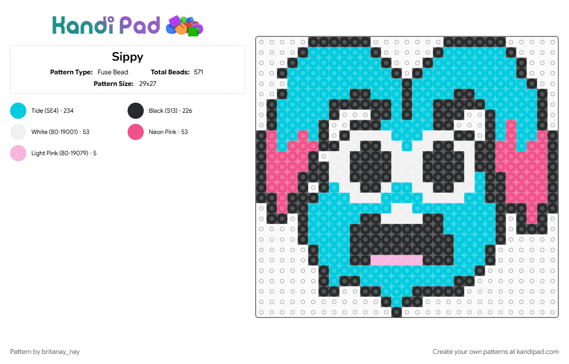 Sippy - Fuse Bead Pattern by britanay_nay on Kandi Pad - bunny, dj, drippy, edm, light blue, music, sippy