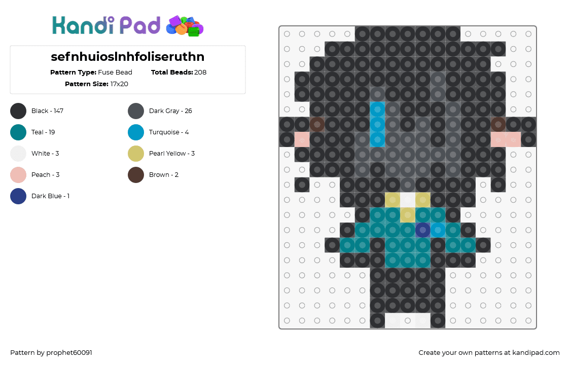 sefnhuioslnhfoliseruthn - Fuse Bead Pattern by prophet60091 on Kandi Pad - chibi,character,charm,black,teal