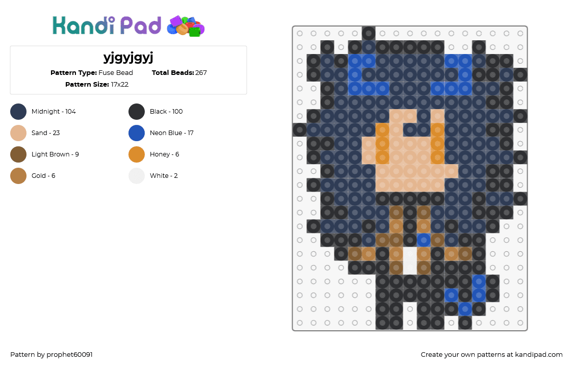 yjgyjgyj - Fuse Bead Pattern by prophet60091 on Kandi Pad - chibi,character,charm,tan,blue