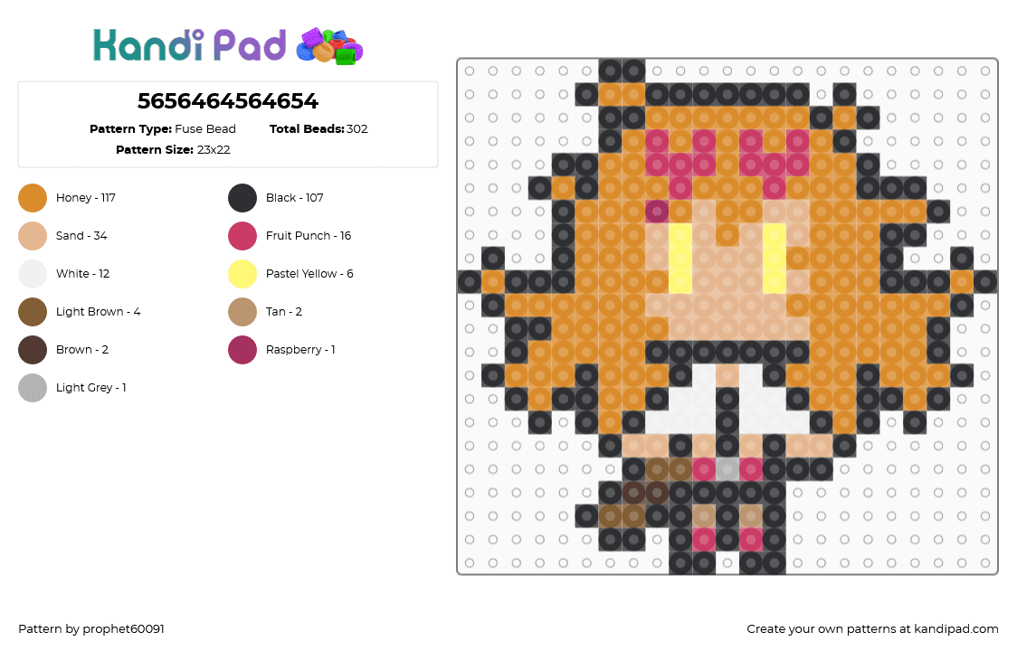 5656464564654 - Fuse Bead Pattern by prophet60091 on Kandi Pad - chibi,character,charm,orange