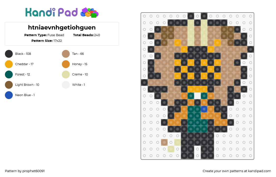 htniaevnhgetiohguen - Fuse Bead Pattern by prophet60091 on Kandi Pad - chibi,character,charm,black,tan,orange