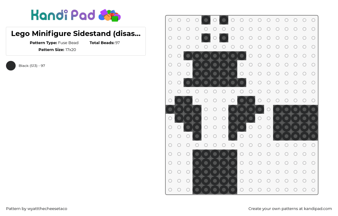 Lego Minifigure Sidestand (disassembled) - Fuse Bead Pattern by wyattthecheesetaco on Kandi Pad - 