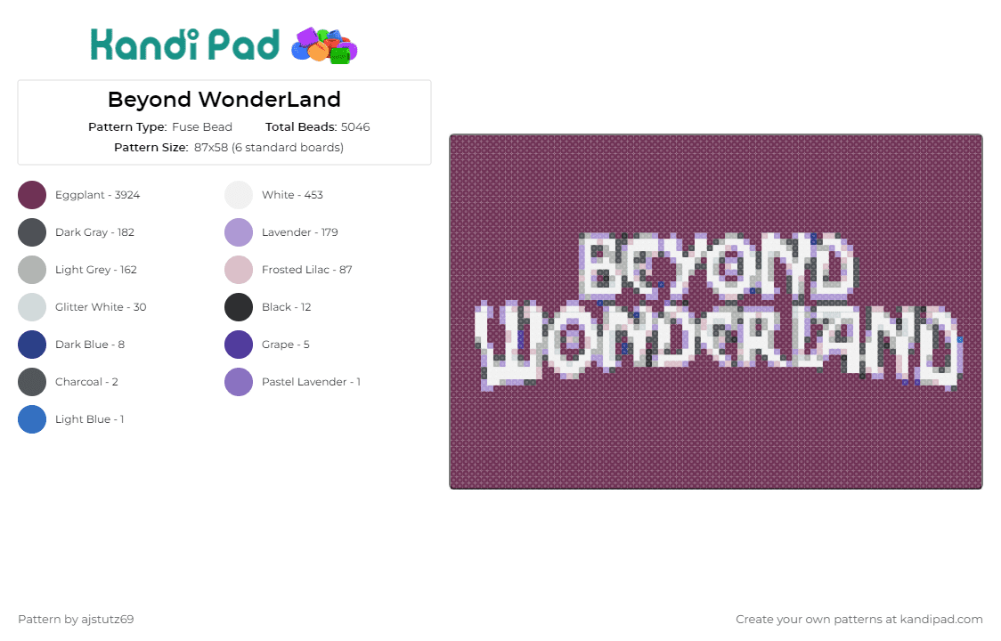 Beyond WonderLand - Fuse Bead Pattern by ajstutz69 on Kandi Pad - music,festival,edm,panel