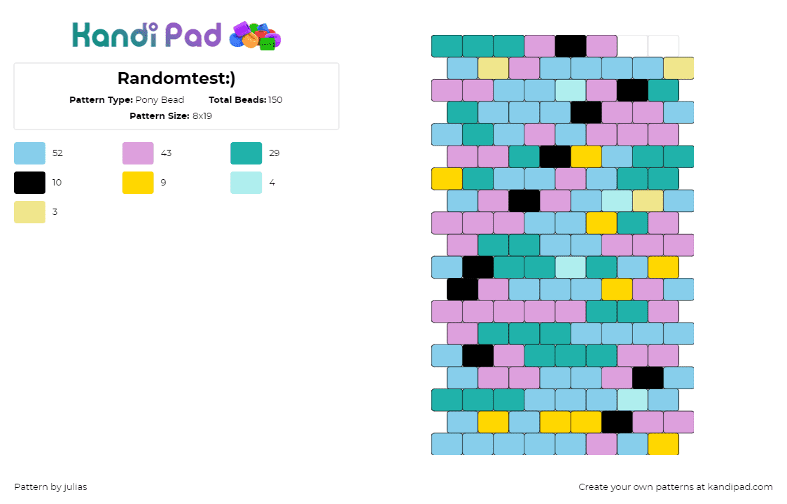 Randomtest:) - Pony Bead Pattern by julias on Kandi Pad - random,colorful,teal,pink