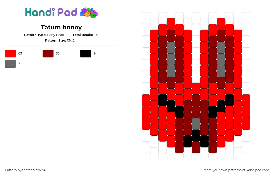 Tatum bnnoy - Pony Bead Pattern by fnafaddict12345 on Kandi Pad - 