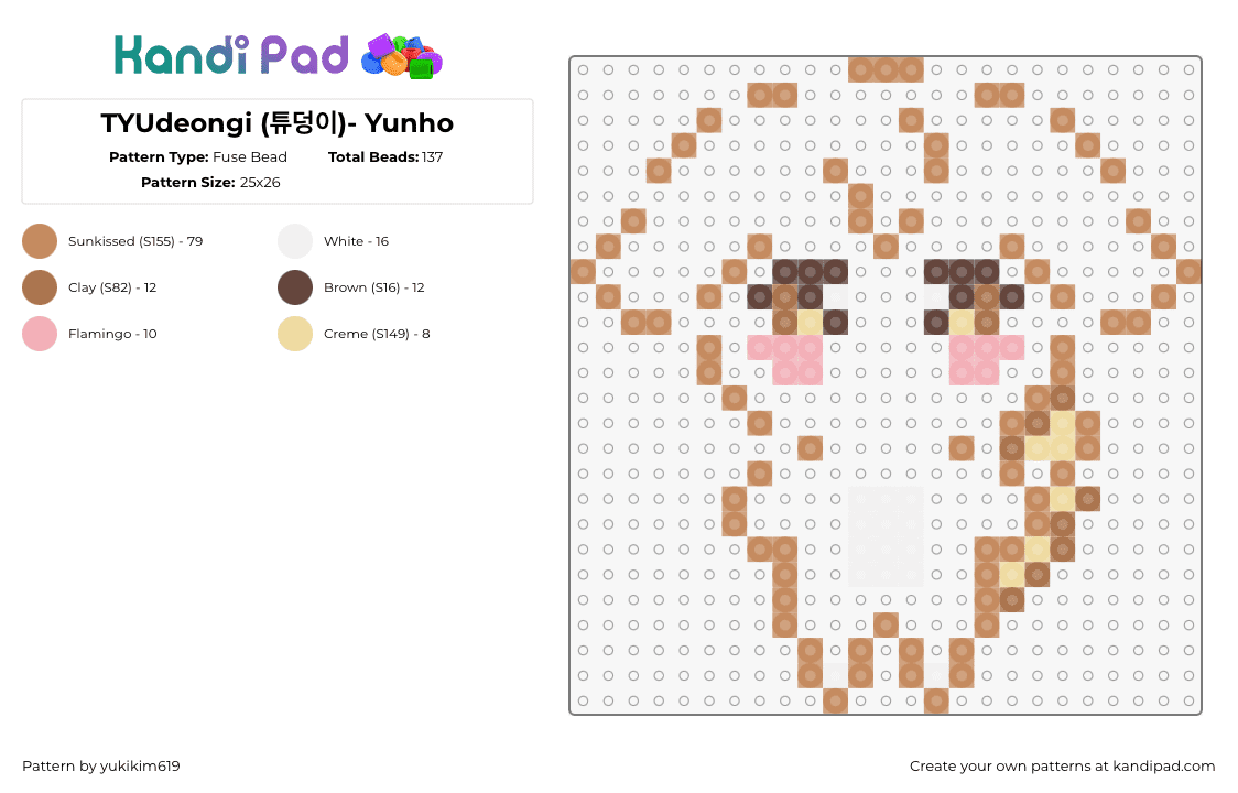 TYUdeongi (튜덩이)- Yunho - Fuse Bead Pattern by yukikim619 on Kandi Pad - 