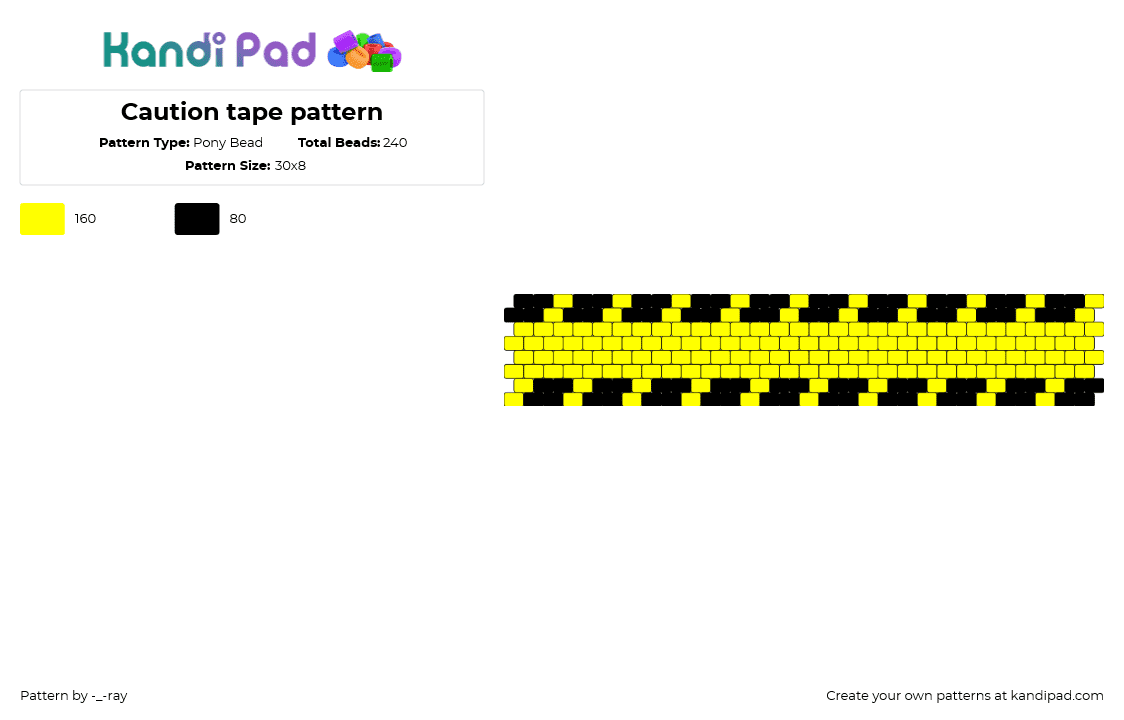 Caution tape pattern - Pony Bead Pattern by -_-ray on Kandi Pad - caution tape,alert,cuff,bright,yellow,black