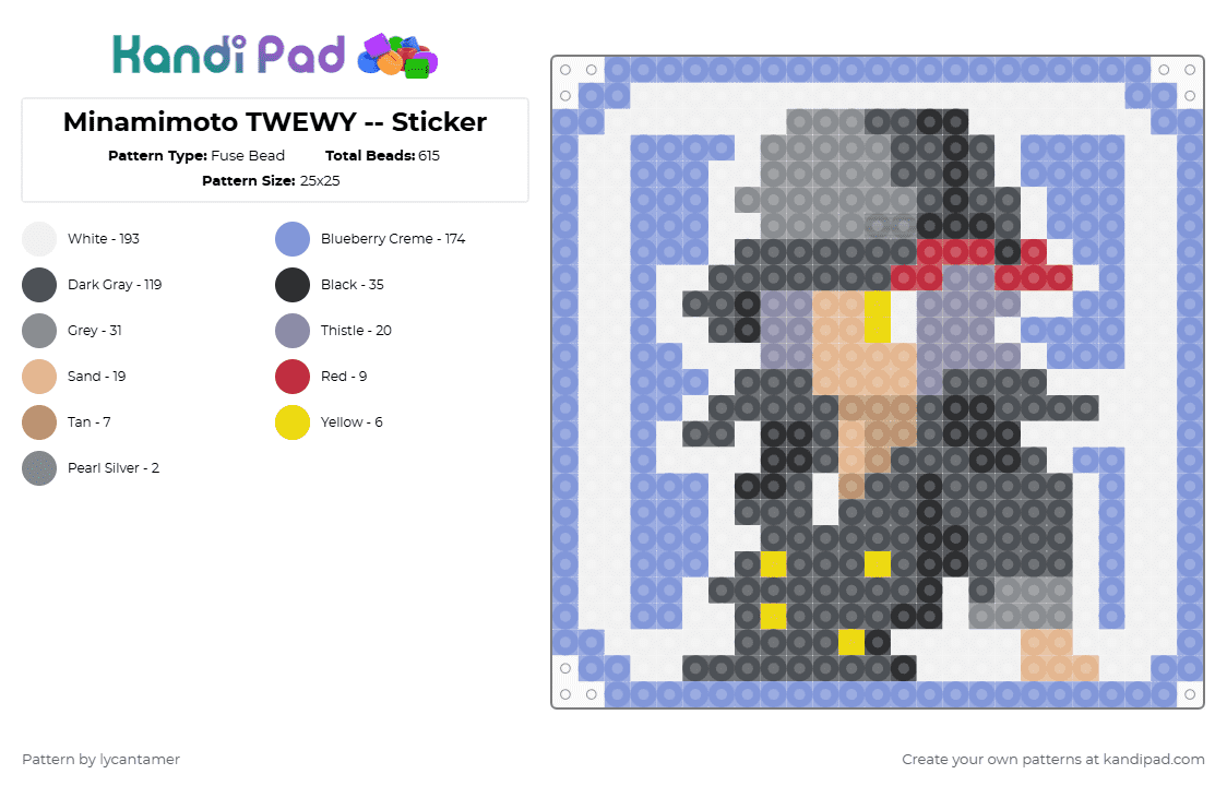Minamimoto TWEWY -- Sticker - Fuse Bead Pattern by lycantamer on Kandi Pad - gray,light blue,twewy,the world ends with you,character