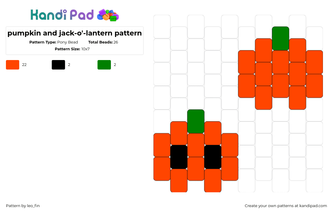 pumpkin and jack-o\'-lantern pattern - Pony Bead Pattern by leo_fin on Kandi Pad - pumpkin,jackolantern,cute,simple,halloween,orange