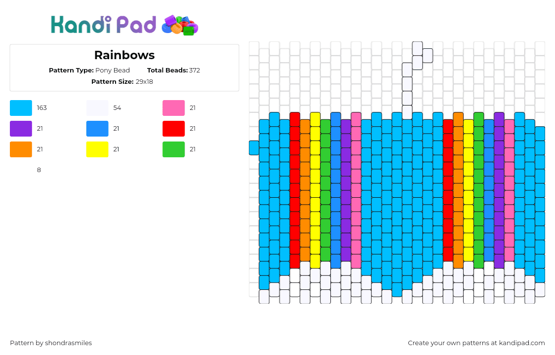 Rainbows - Pony Bead Pattern by shondrasmiles on Kandi Pad - rainbow,sky,colorful,light blue