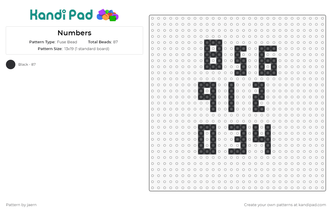 Numbers - Fuse Bead Pattern by jaern on Kandi Pad - numbers
