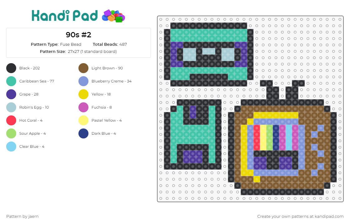 90s #2 - Fuse Bead Pattern by jaern on Kandi Pad - floppy disc,ninja turtles,color tv,decade
