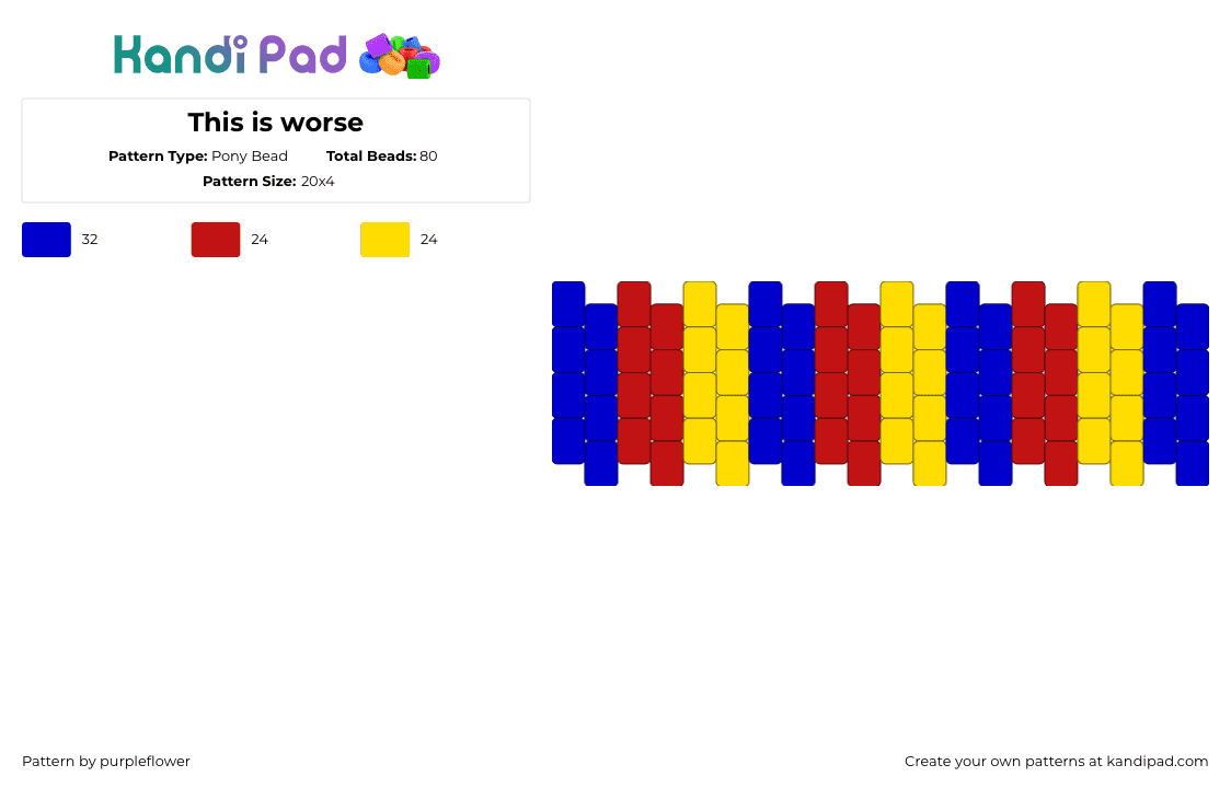 This is worse - Pony Bead Pattern by purpleflower on Kandi Pad - purple