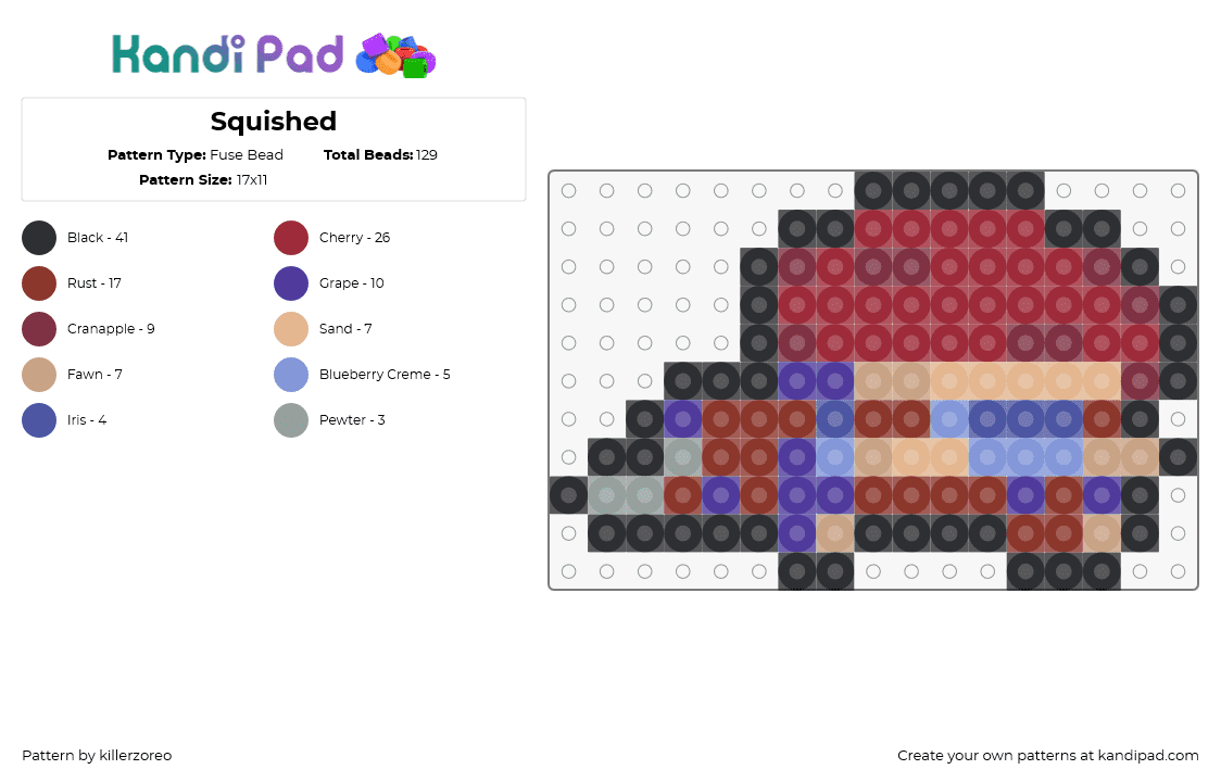 Squished - Fuse Bead Pattern by killerzoreo on Kandi Pad - blob