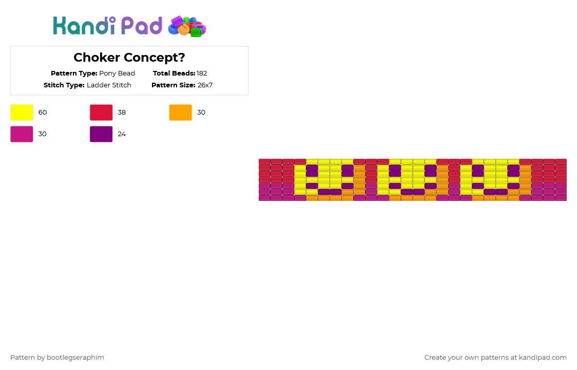 Choker Concept? - Pony Bead Pattern by bootlegseraphim on Kandi Pad - yellow,pink