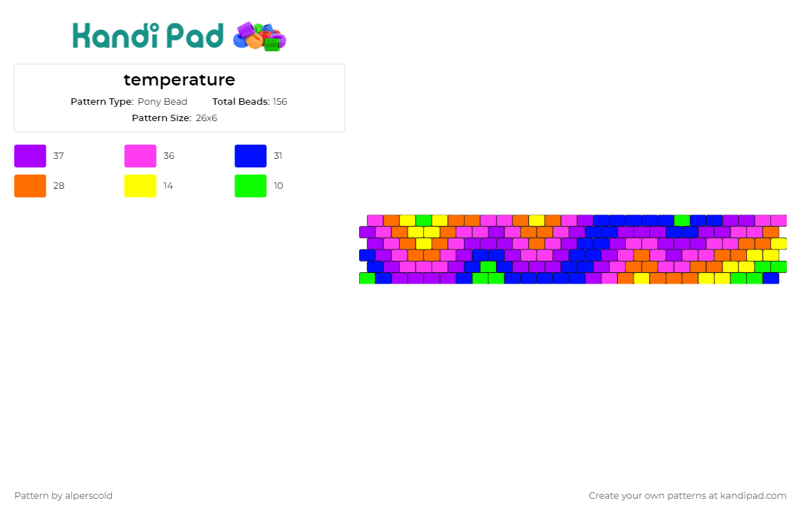temperature - Pony Bead Pattern by alperscold on Kandi Pad - temperature,heatmap,swirls,colorful,cuff