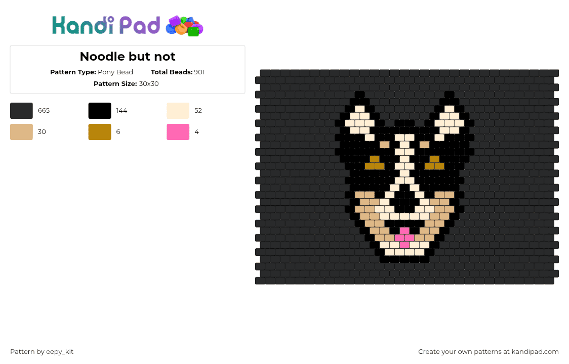 Noodle but not - Pony Bead Pattern by eepy_kit on Kandi Pad - corgi,dog,head,animal,pet,cute,panel,tan,black