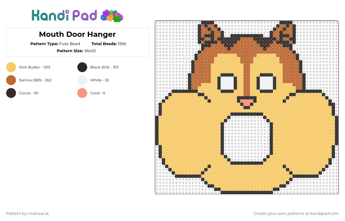 Mouth Door Hanger - Fuse Bead Pattern by noahzacat on Kandi Pad - yellow,naturalhabitat,naturalhabitatshorts,mouth,mouththechipmunk,doorhanger
