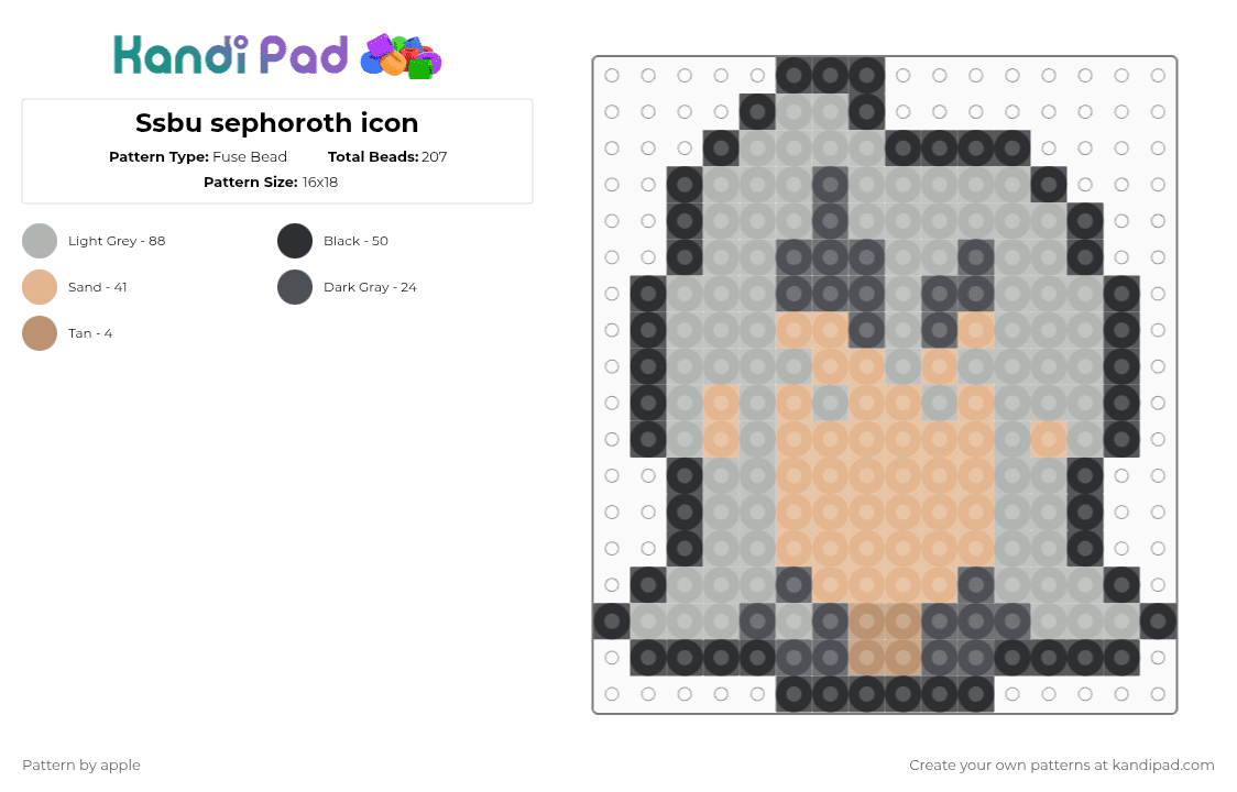 Ssbu sephoroth icon - Fuse Bead Pattern by apple on Kandi Pad - beige