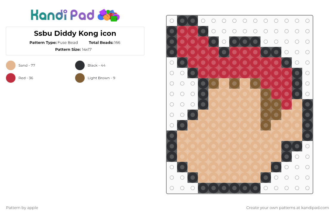 Ssbu Diddy Kong icon - Fuse Bead Pattern by apple on Kandi Pad - beige