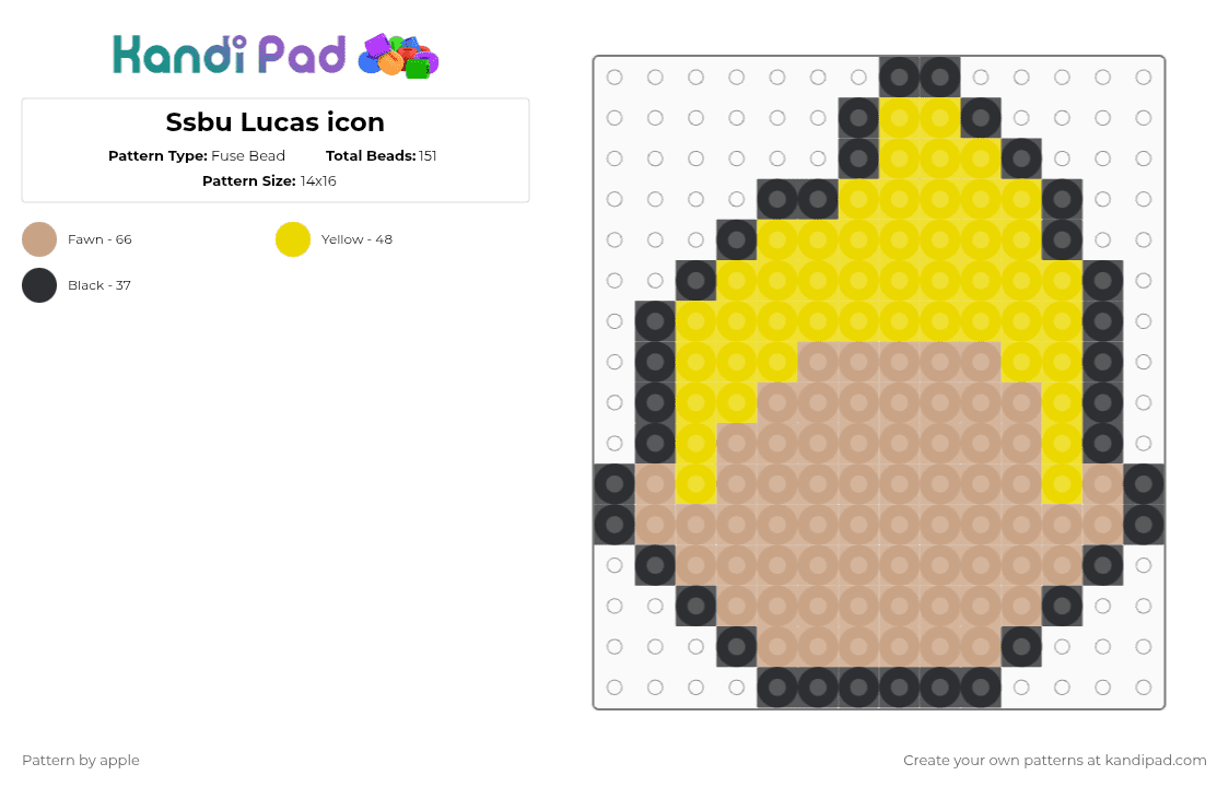 Ssbu Lucas icon - Fuse Bead Pattern by apple on Kandi Pad - yellow,beige