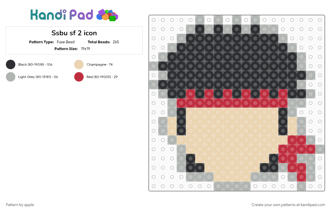 Ssbu sf 2 icon Fuse Bead Pattern - Kandi Pad | Kandi Patterns, Fuse ...