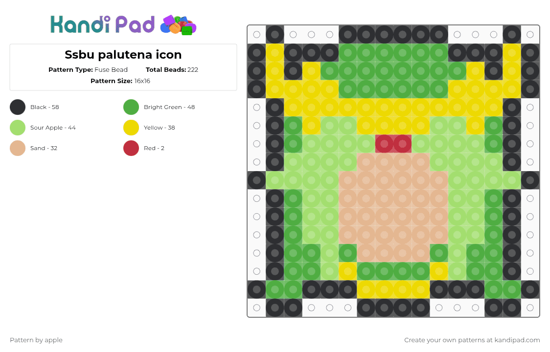 Ssbu palutena icon - Fuse Bead Pattern by apple on Kandi Pad - green
