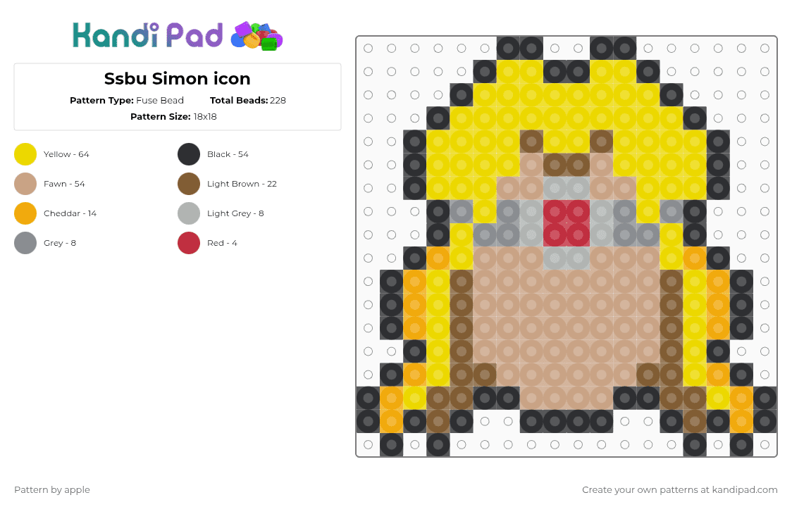 Ssbu Simon icon - Fuse Bead Pattern by apple on Kandi Pad - yellow,beige