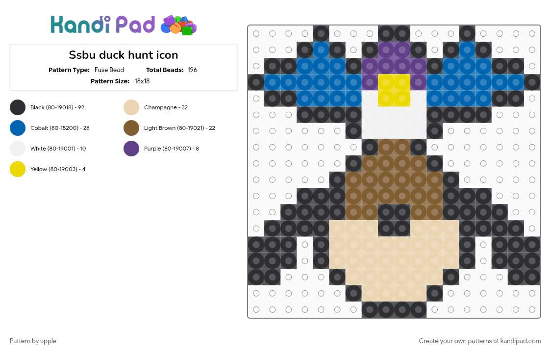 Ssbu duck hunt icon Fuse Bead Pattern - Kandi Pad | Kandi Patterns ...