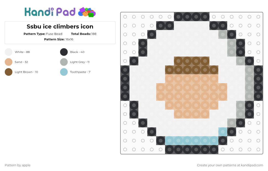 Ssbu ice climbers icon - Fuse Bead Pattern by apple on Kandi Pad - white,beige