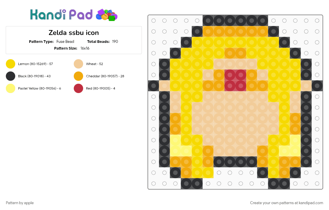 Zelda ssbu icon Fuse Bead Pattern - Kandi Pad | Kandi Patterns, Fuse ...