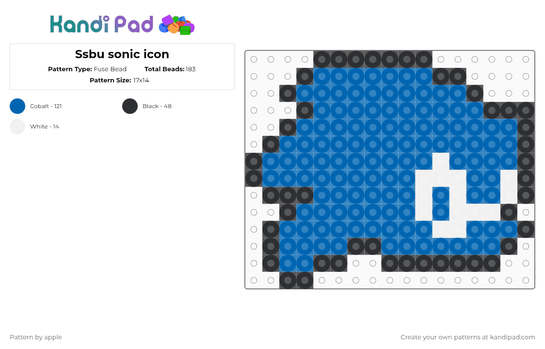 Ssbu sonic icon - Fuse Bead Pattern by apple on Kandi Pad - blue