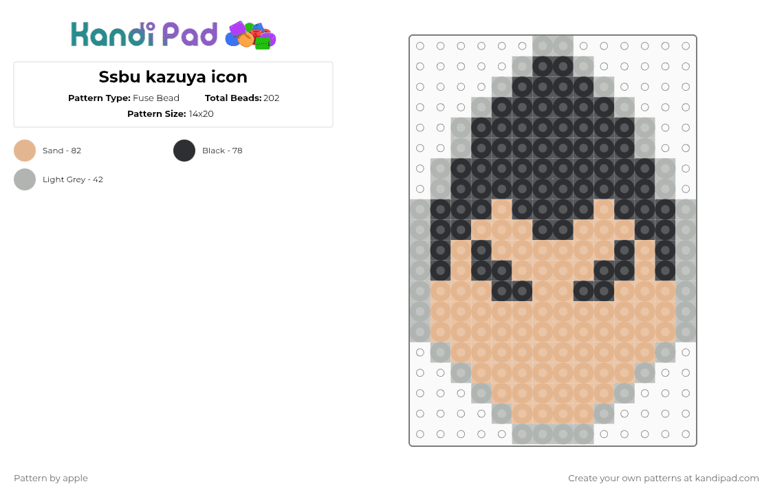 Ssbu kazuya icon - Fuse Bead Pattern by apple on Kandi Pad - beige,black