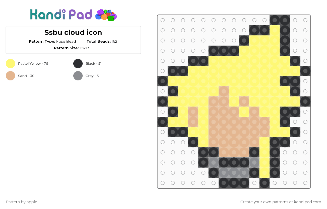 Ssbu cloud icon - Fuse Bead Pattern by apple on Kandi Pad - yellow