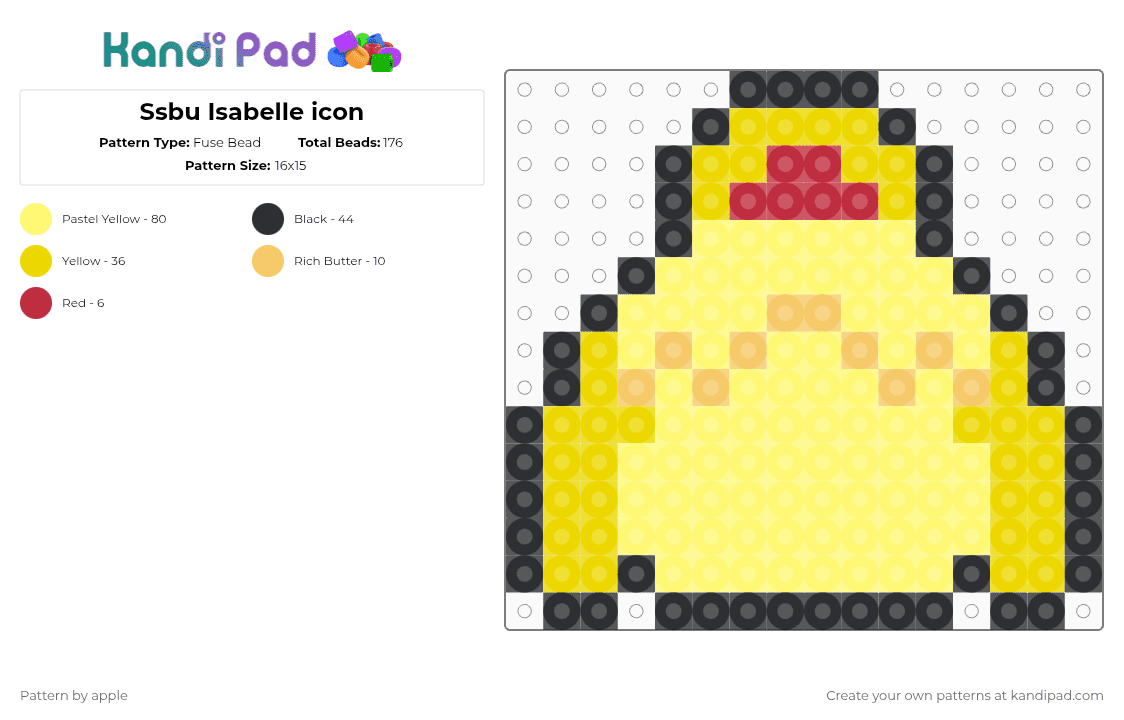 Ssbu Isabelle icon - Fuse Bead Pattern by apple on Kandi Pad - yellow