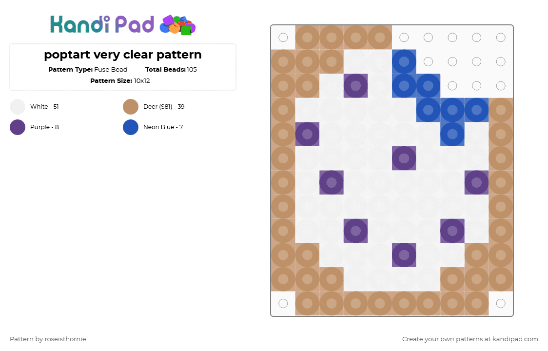 poptart very clear pattern - Fuse Bead Pattern by roseisthornie on Kandi Pad - tan,potart