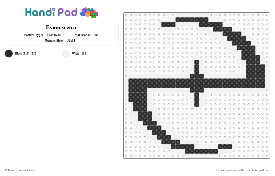 Evanescence - Fuse Bead Pattern by zuluwarlock on Kandi Pad - black,white