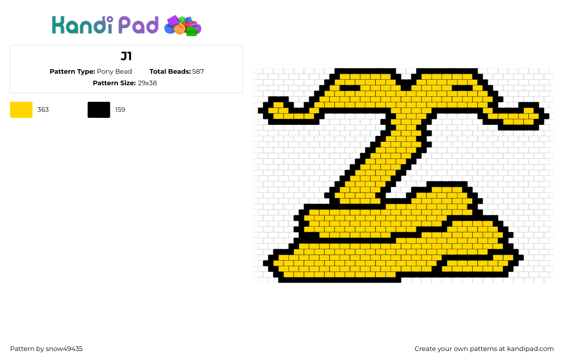 J1 - Pony Bead Pattern by snow49435 on Kandi Pad - janus,logo,thomas sanders,youtube,yellow