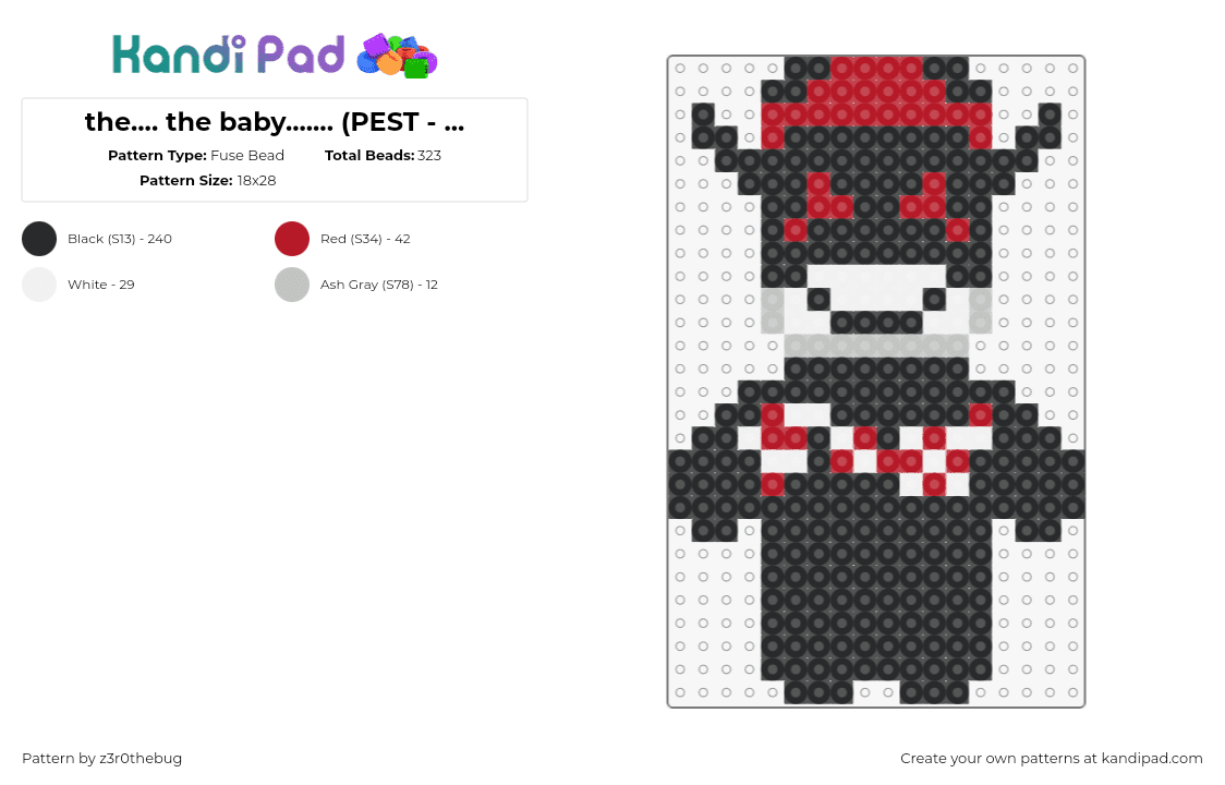 the.... the baby....... (PEST - REGRETEVATOR) - Fuse Bead Pattern by z3r0thebug on Kandi Pad - pest,regretevator,roblox,character,npc,video game,black,red