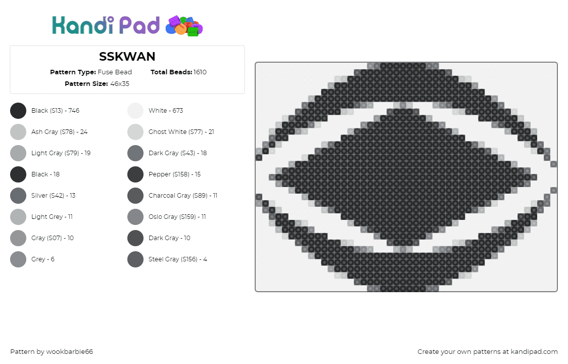 SSKWAN - Fuse Bead Pattern by wookbarbie66 on Kandi Pad - sskwan,logo,wakaan,eye,music,black