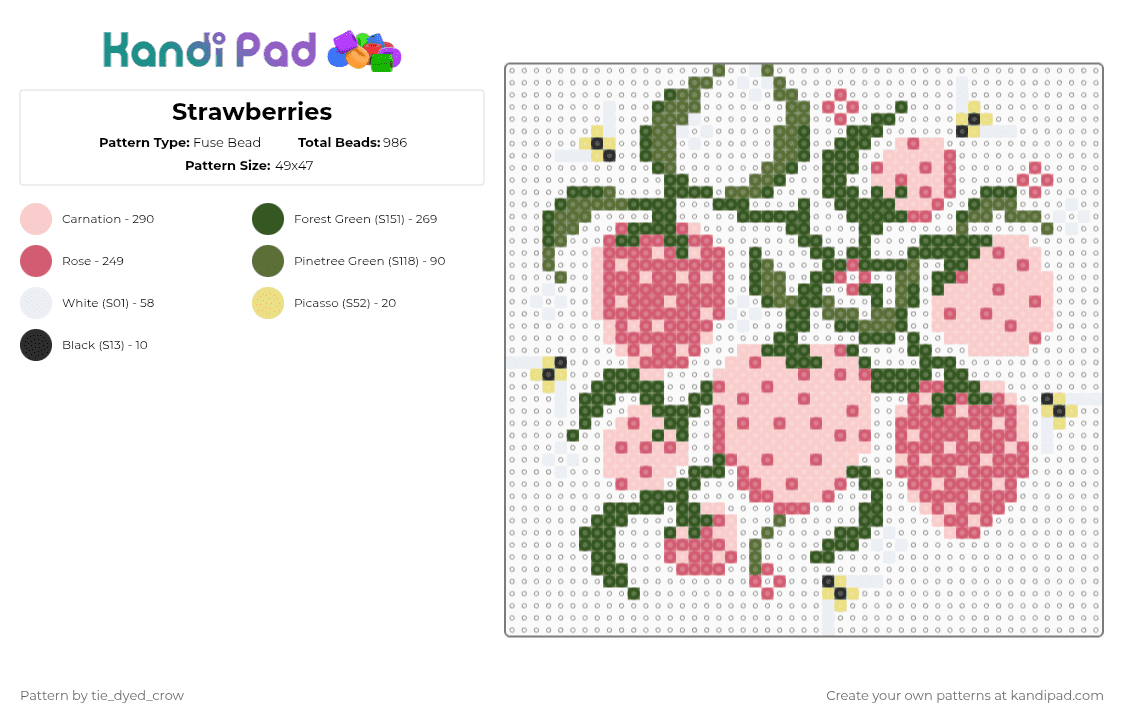 Strawberries - Fuse Bead Pattern by tie_dyed_crow on Kandi Pad - strawberries,plant,vine,fruit,berry,food,gold,beige,red