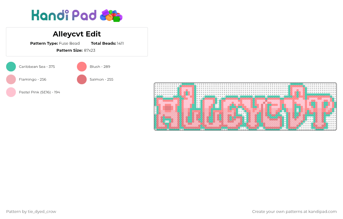 Alleycvt Edit - Fuse Bead Pattern by tie_dyed_crow on Kandi Pad - red,teal