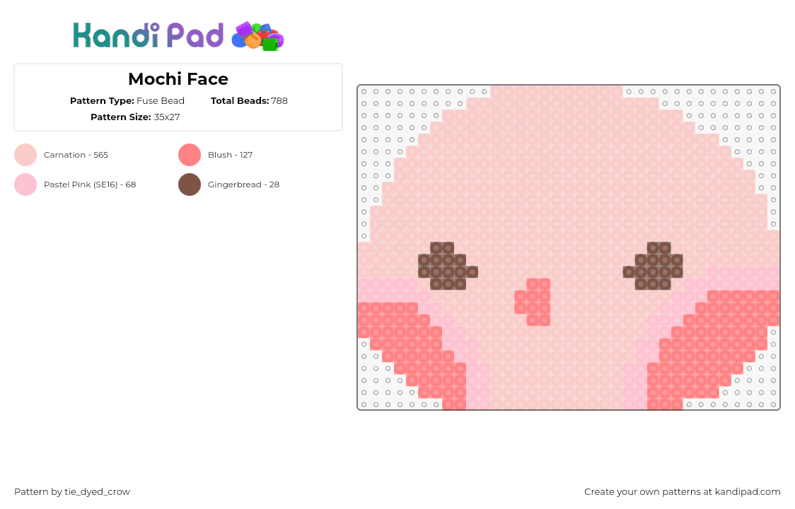 Mochi Face - Fuse Bead Pattern by tie_dyed_crow on Kandi Pad - mochi,face,cute,character,pink