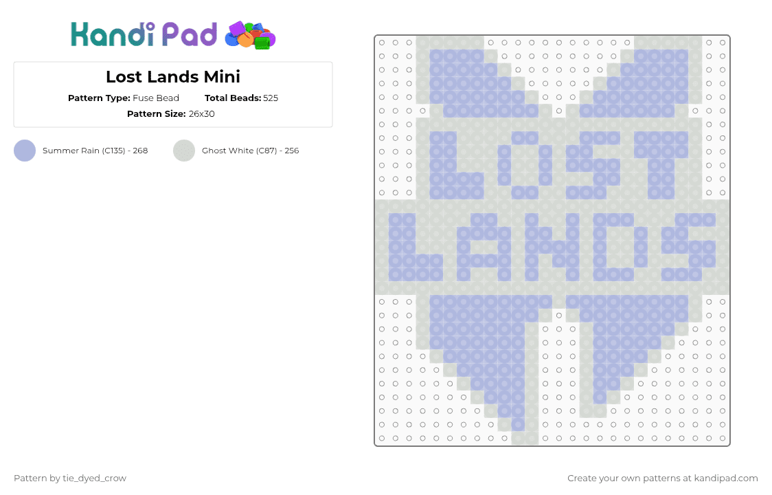 Lost Lands Mini - Fuse Bead Pattern by tie_dyed_crow on Kandi Pad - lost lands,festival,excision,dj,music,edm,charm,white,pink