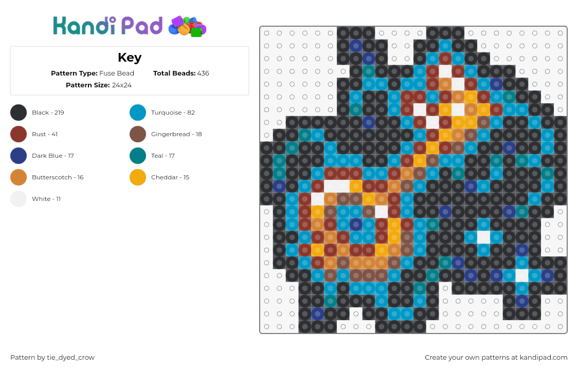 Key - Fuse Bead Pattern by tie_dyed_crow on Kandi Pad - key,cookie clicker,video game,blue,orange