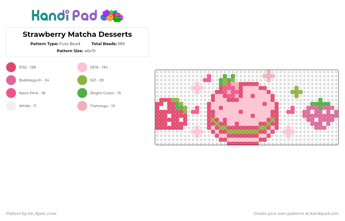Strawberry Matcha Desserts - Fuse Bead Pattern by tie_dyed_crow on Kandi Pad - strawberry,matcha,dessert,food,drink,red,pink