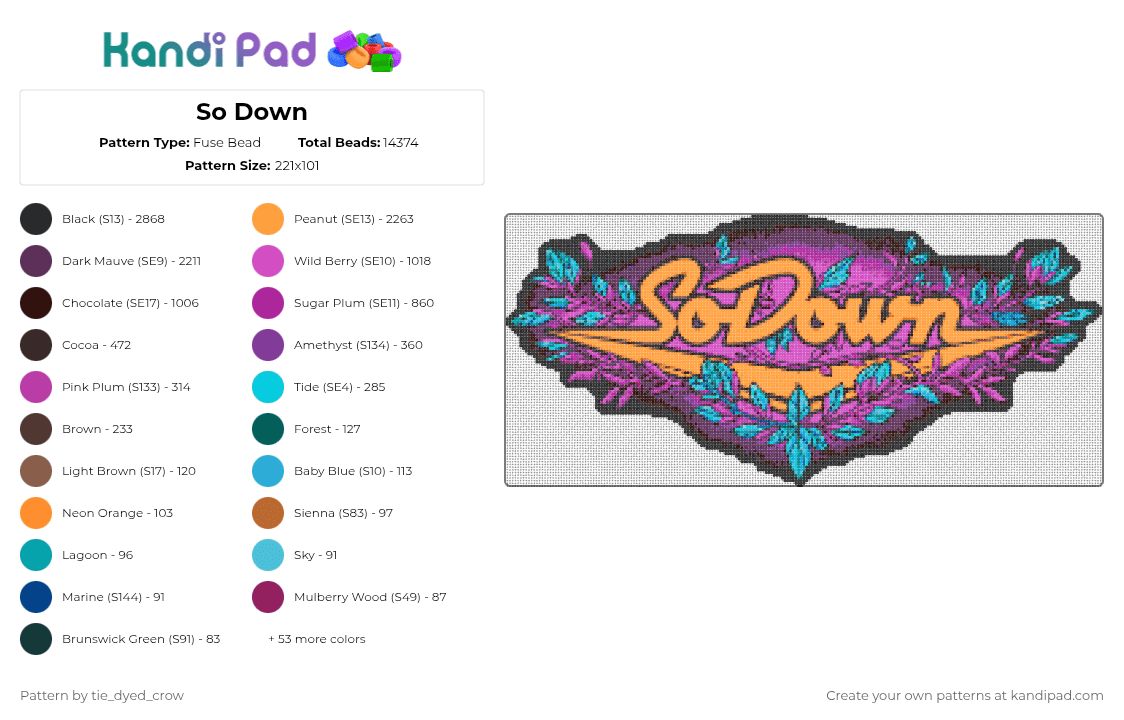 So Down - Fuse Bead Pattern by tie_dyed_crow on Kandi Pad - brown,pink,orange