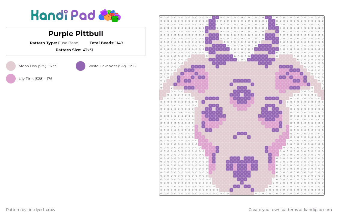 Purple Pittbull - Fuse Bead Pattern by tie_dyed_crow on Kandi Pad - pitbull,dog,animal,cotdpets
