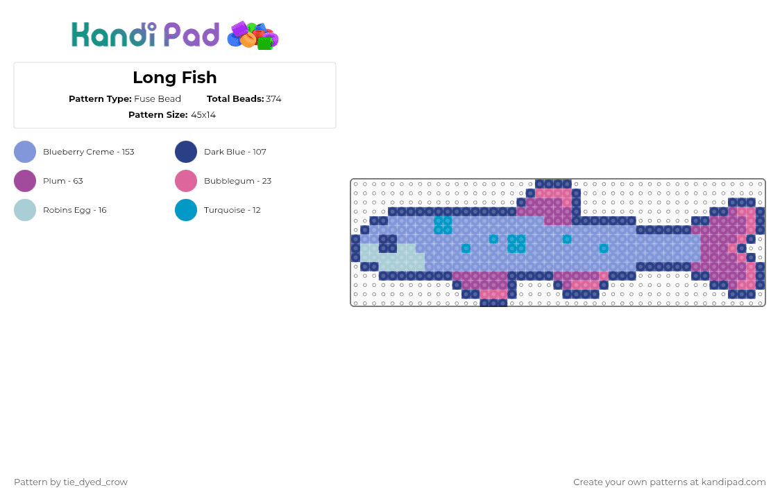 Long Fish - Fuse Bead Pattern by tie_dyed_crow on Kandi Pad - light blue